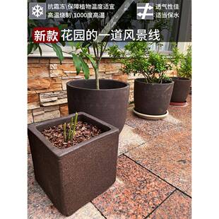 长方形陶瓷花盆素烧庭院咖色透气老旧陶罐特大瓦盆紫砂粗陶大口径