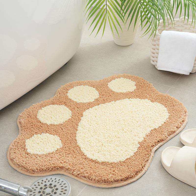 可爱猫爪植绒地垫家用卧室进门毯厂家供应浴室吸水阻滑踩脚软垫子