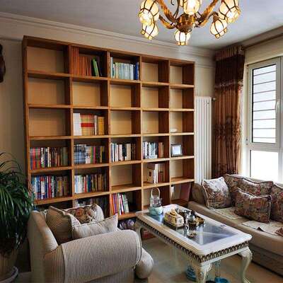 老榆木书架网格多格格子柜客厅落地实木书柜满墙书架榆木格子架