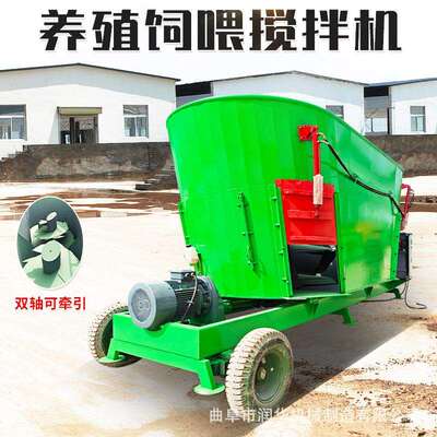 立式TMR全日粮搅拌机肉牛饲喂草料预混机四角称重粉碎搅拌一体机