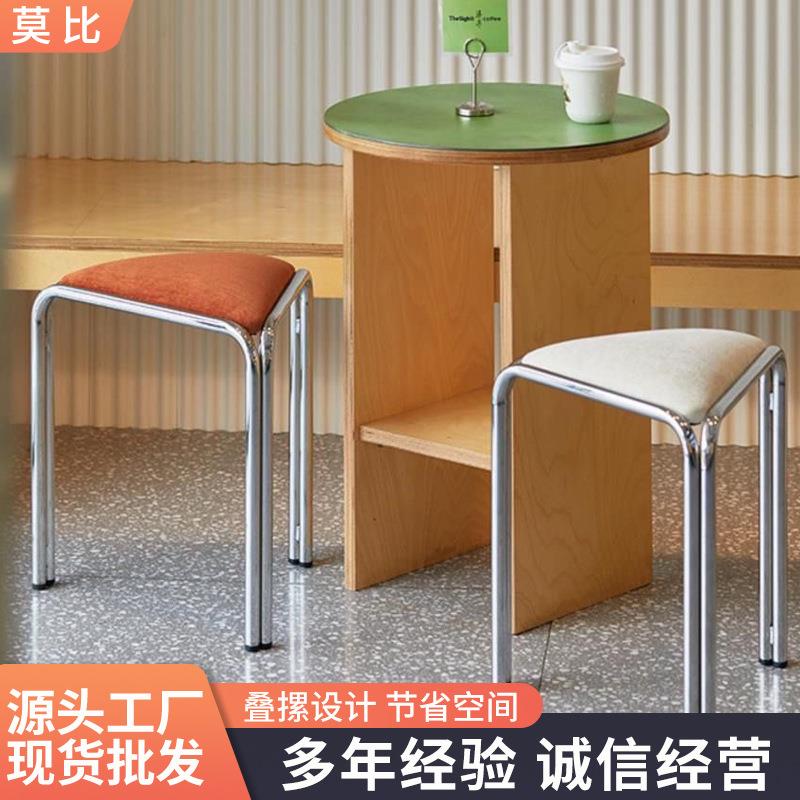 现代跨境亚马逊三角凳布艺咖啡厅餐厅小户型凳子家用酒店复古椅子