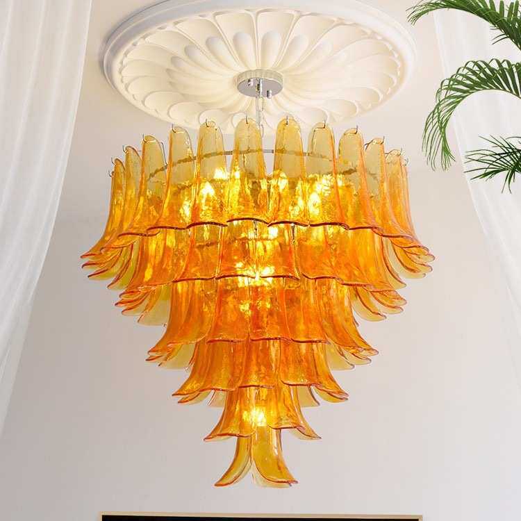 2025新款法式轻奢玻璃客厅吊灯复古中古风别墅复式楼梯挑空大吊灯