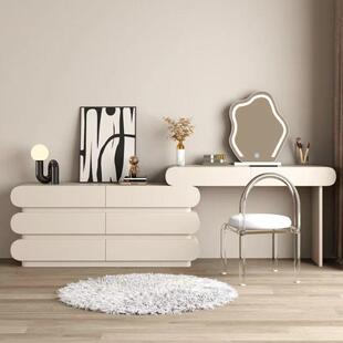 卧室梳妆台现代一体房间家居云朵化妆镜岩板新款 收纳化妆台简约