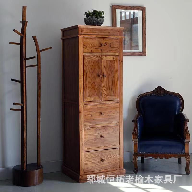 老榆木边客厅靠墙整理柜家用多用储物柜实木角柜收纳柜