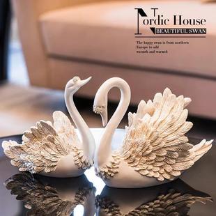 。。创意现代白天鹅摆件一对客厅家居装饰品送闺蜜新娘结新婚礼收