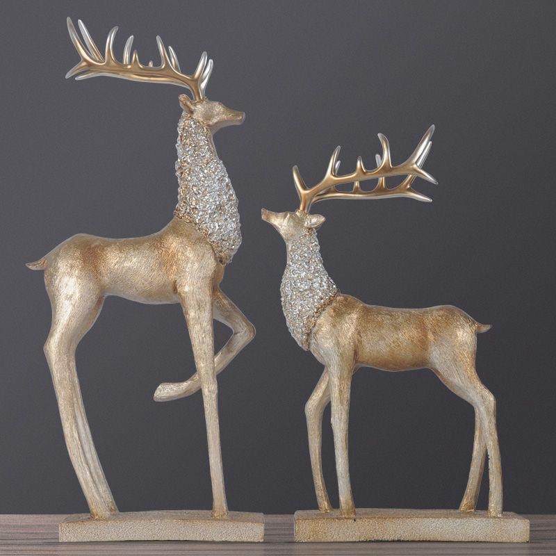 创意欧式古典奢华高贵麋鹿摆件家居书柜办公室桌面摆设软装装饰品
