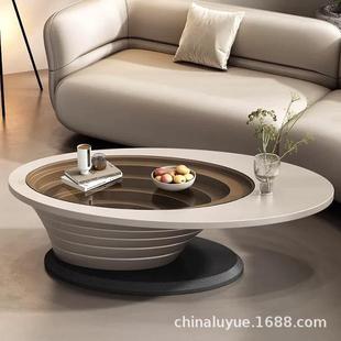 网红客厅家用小户型轻奢现代简约椭圆形新款茶桌深渊茶几
