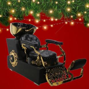 轻奢半躺式洗头床复古理发店枕头垫发廊时尚美发椅洗头盆简约座椅