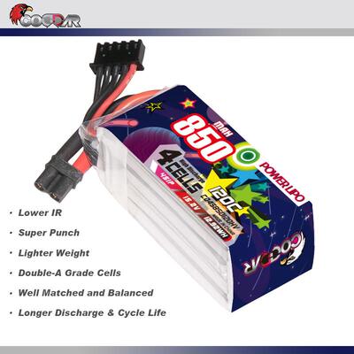 鹰氪CODDAR850MAH4S15.2V120C轻量化FPV2.5寸3寸圈圈机LIHV