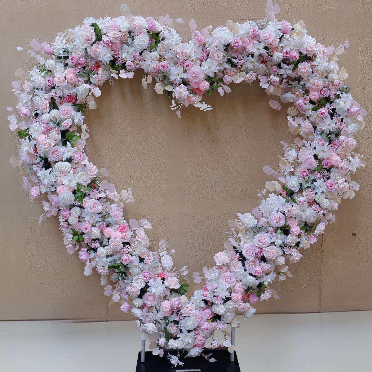 桃心心型架子花艺婚礼背景舞台摆放花求婚活动庆典装饰仿真花假花