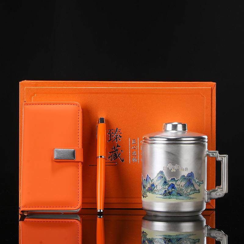 轻奢鎏银杯子高档送礼泡茶办公杯大号个人专用茶水分离杯过滤一体