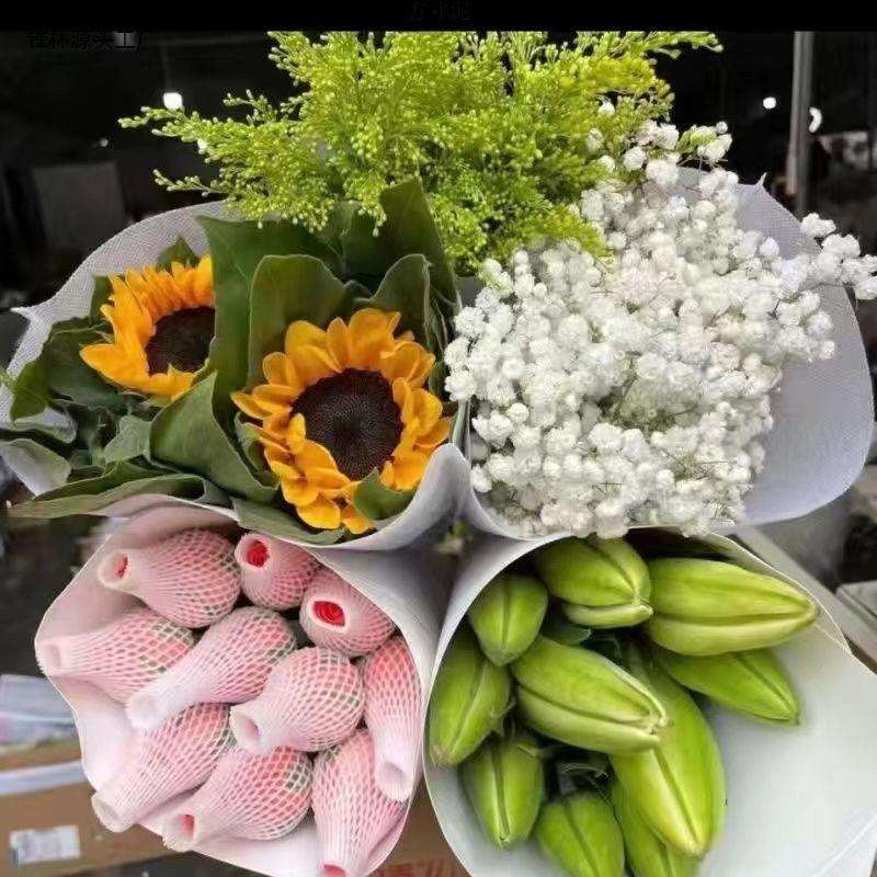 混搭鲜花百合玫瑰向日葵康乃馨勿忘我黄莺云南鲜花基地直发厂供应