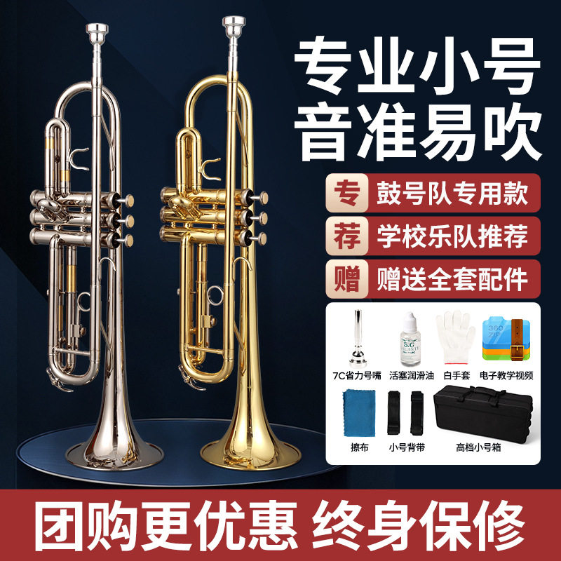 小号乐器降B调专业演奏三音小号初学者学生儿童鼓号队西洋号乐器