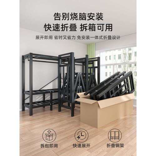 简易布衣柜卧室家用新款一体式免安装出租房用加粗全钢架结实