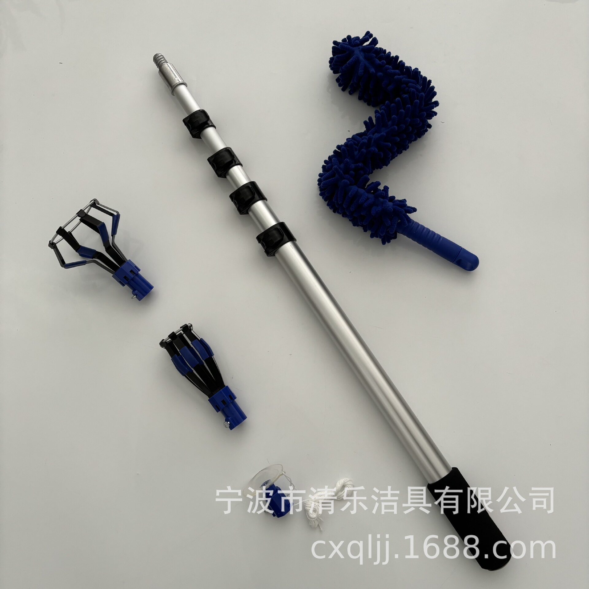 跨境通用加长伸缩铝杆高空换灯泡神器吸盘取灯器吊扇除尘掸组合