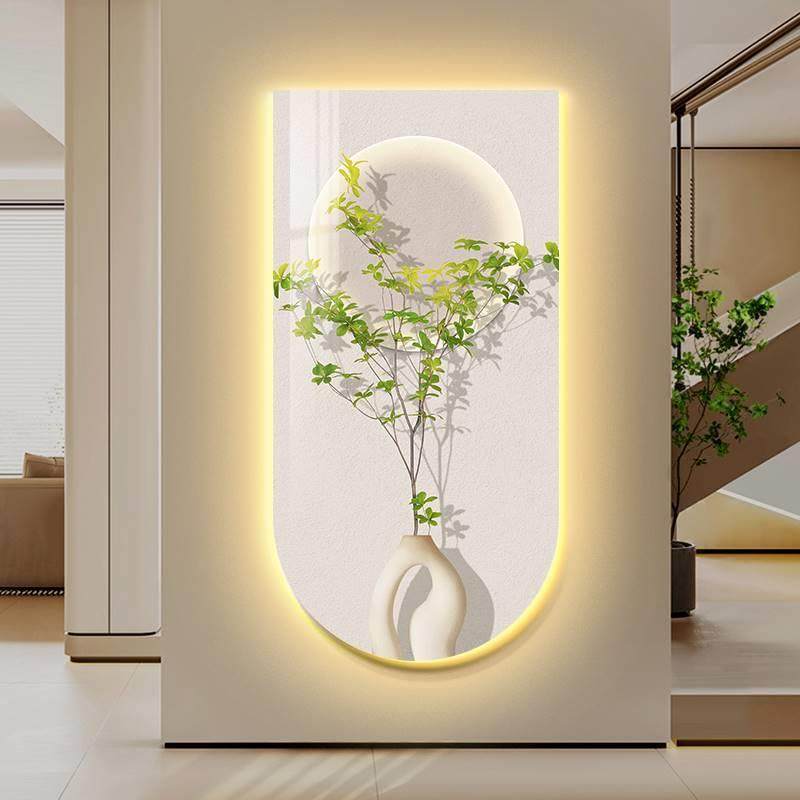 创意绿植灯画玄关装饰画高级感客厅走廊过道led氛围壁灯发光挂画