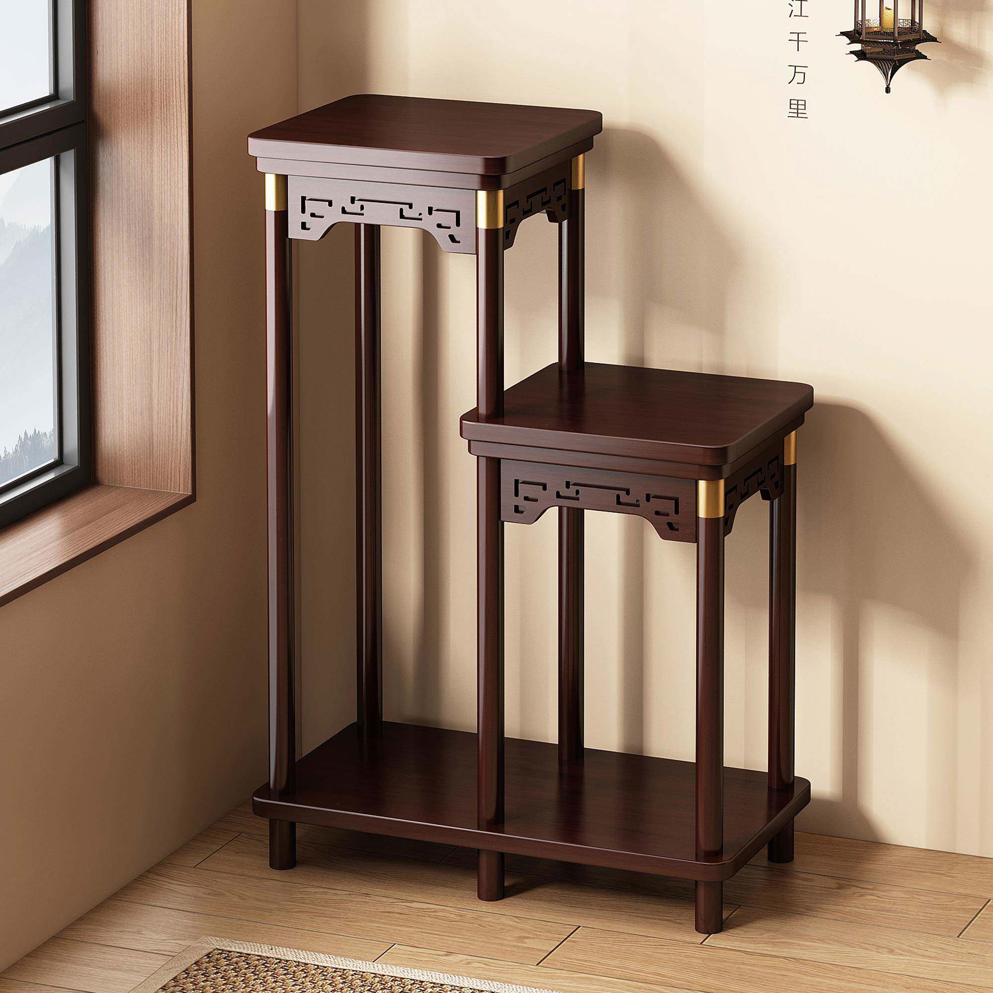 花架子客厅落地式置物架中式实木花台2025新款室内多层阳台花盆架