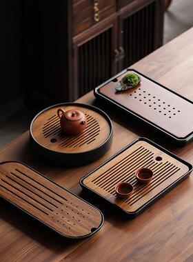 PTY-74S5重竹干泡泡茶盘家用竹小茶海陶小型托盘简约干制盘瓷圆形