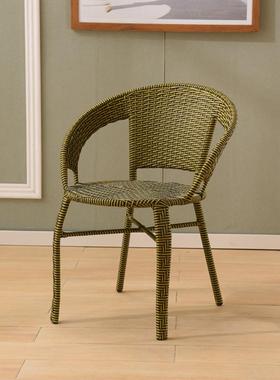 靠背椅单藤椅家用QWI滕编扶手椅子户餐闲椅阳台外休座椅老人人藤