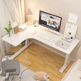 转角电动升桌实电木家用办公桌359学书桌型工作台习拐角升降降脑