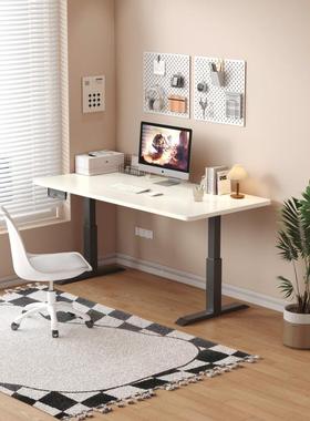 实木电升降桌简约家用办动电公可升降书桌智能升降台式310站立脑