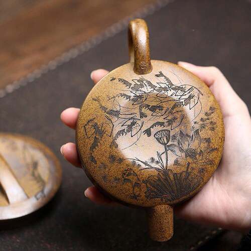 金兔龙骨金特高字紫温柴烧手工刻画大口宜兴砂壶沙分销CH-1796茶