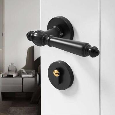 柄锌合金门锁静音卧室家用通型门5845标配房锁具可调节门把用手手