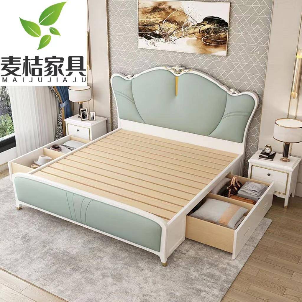 主美式实1木床1.8双人SPK床卧高箱储物大床现代简约.米5公主床