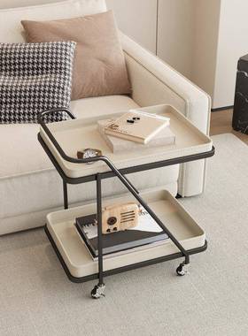 轻马置A2008鞍皮奢沙发边几可移动带轮小推车架客厅物边桌边柜小