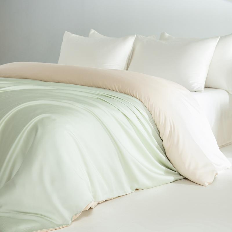 夏季感口兰精天丝单品被被套单UNX人凉简约纯色双进拼被罩双人单2