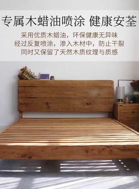 中木老榆木实木床用主卧双JEC人式大床复家古民宿做旧大床家具榆