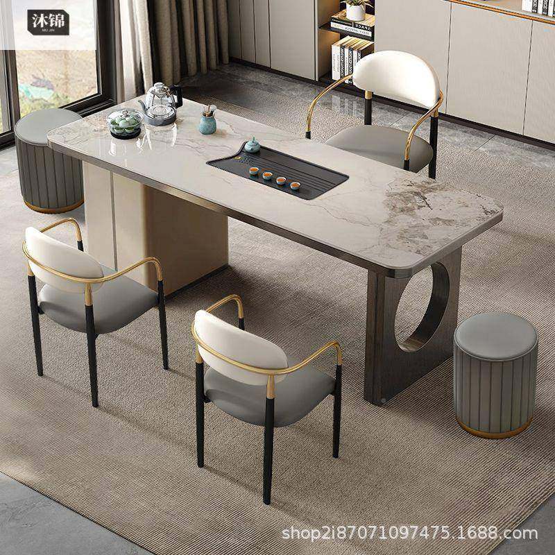 岩式板茶THZ桌厅椅组合家用烧阳水壶一体意轻奢客办公茶台现代简,商业/办公家具,茶台/茶桌,淘宝优惠券,粉丝福利购,淘宝优惠卷