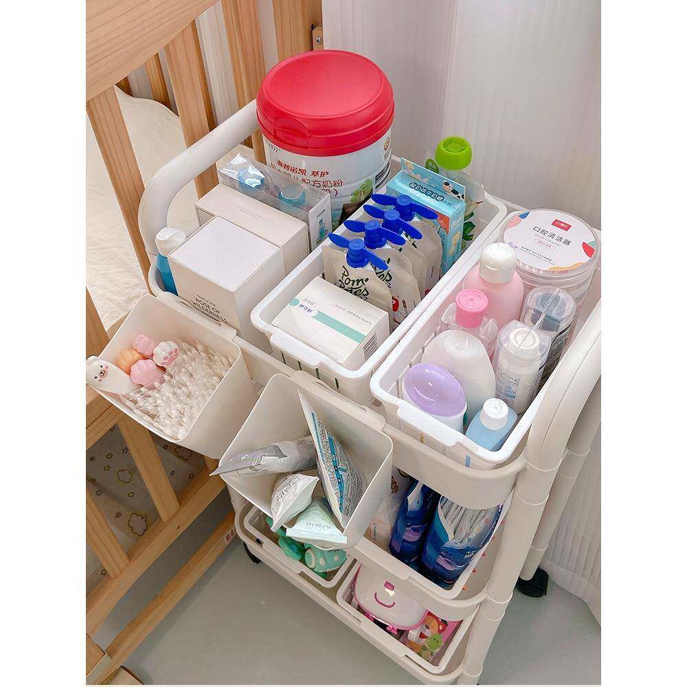 婴儿用推品物收纳小车置CWT架落地移动卧宝宝新生儿室床头尿布收