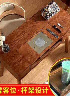 淘日式吸复古风木实多抽屉收纳带尘器美甲台23735款单双甲人美桌