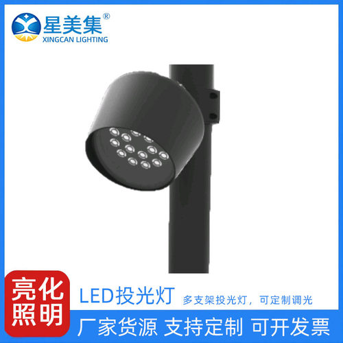 抱箍款投光灯DMX512外控公园景区RGB100W150W七彩照树灯聚光楼体