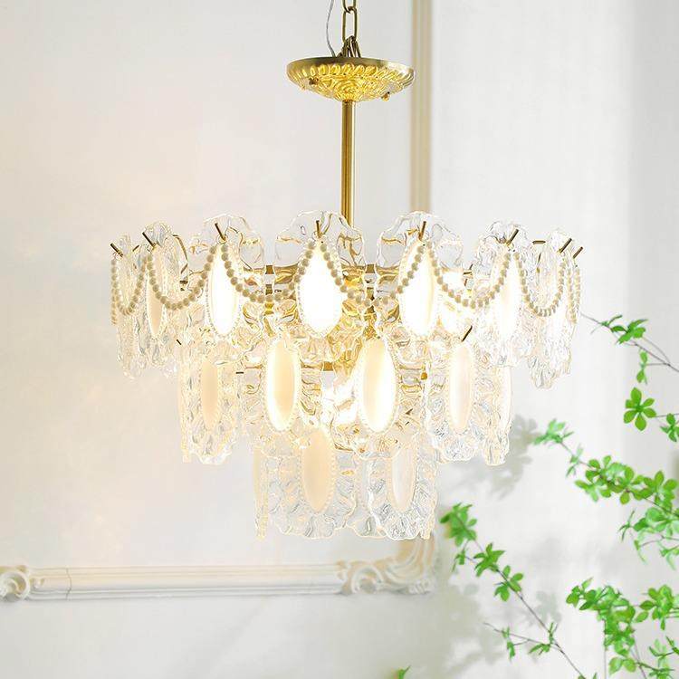 法式时中水晶吊灯创意玻璃尚浪漫珍珠房间灯SM-D702具轻奢新卧款