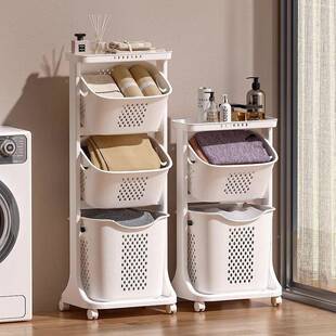 双层脏隔衣篮衣浴室厂家直供服脏衣篓分层带轮多子收纳篮脏衣篓双