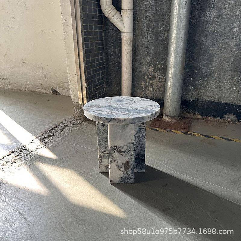 现代简约天然HM025大角理石边几客厅板沙发茶几设计样师房样板房