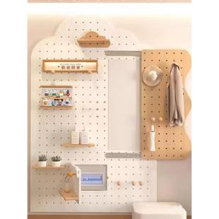 洞t$*&u+fg板关墙形面洞穿衣镜隐推拉挂衣架装饰实木挂板玄收纳置