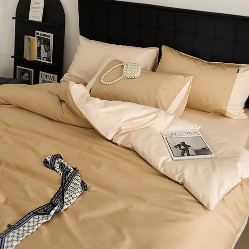 约拼四件套件全简棉长绒棉色轻奢贡缎100s床上床LY-215笠被套床品