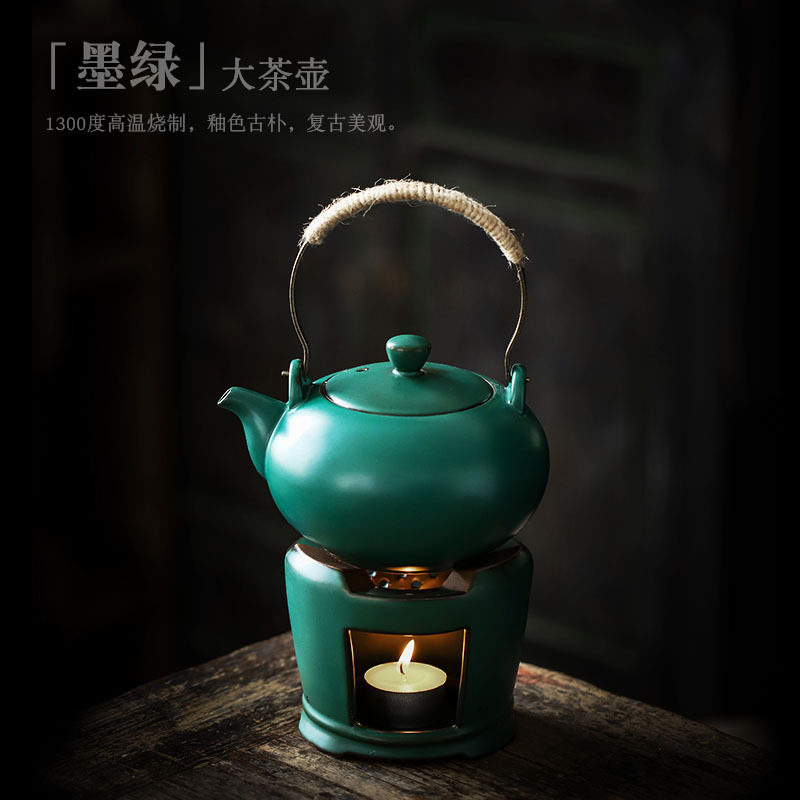 涧影 中式复古温茶壶茶炉茶具套装蜡烛加入煮茶壶温茶炉整套户外-