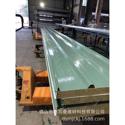 广东厂家绿直销夹彩钢保温芯荷叶泡沫夹芯627瓦板钢结构屋面瓦楞