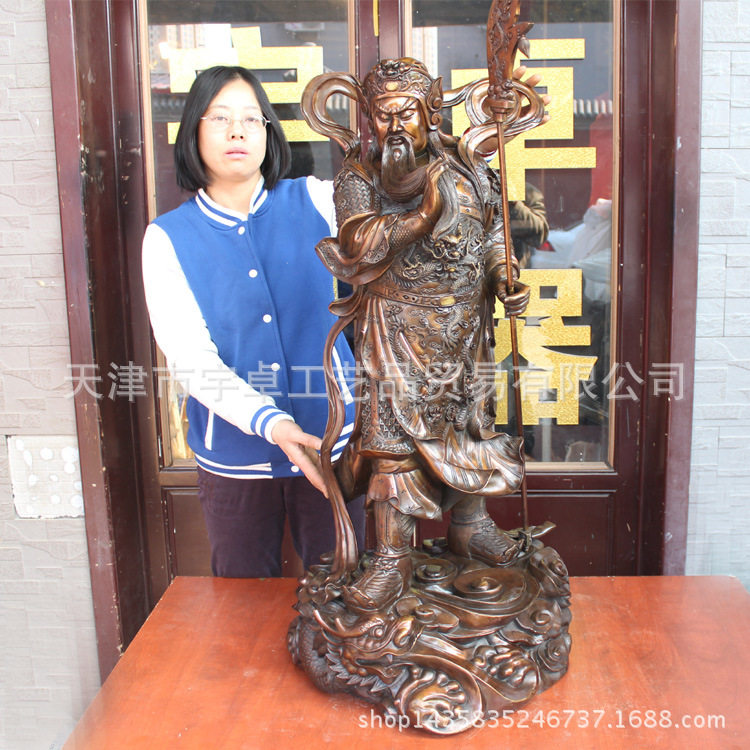 宇卓铜器纯铜关公工艺品飘带韦陀韦达义薄云天铜像