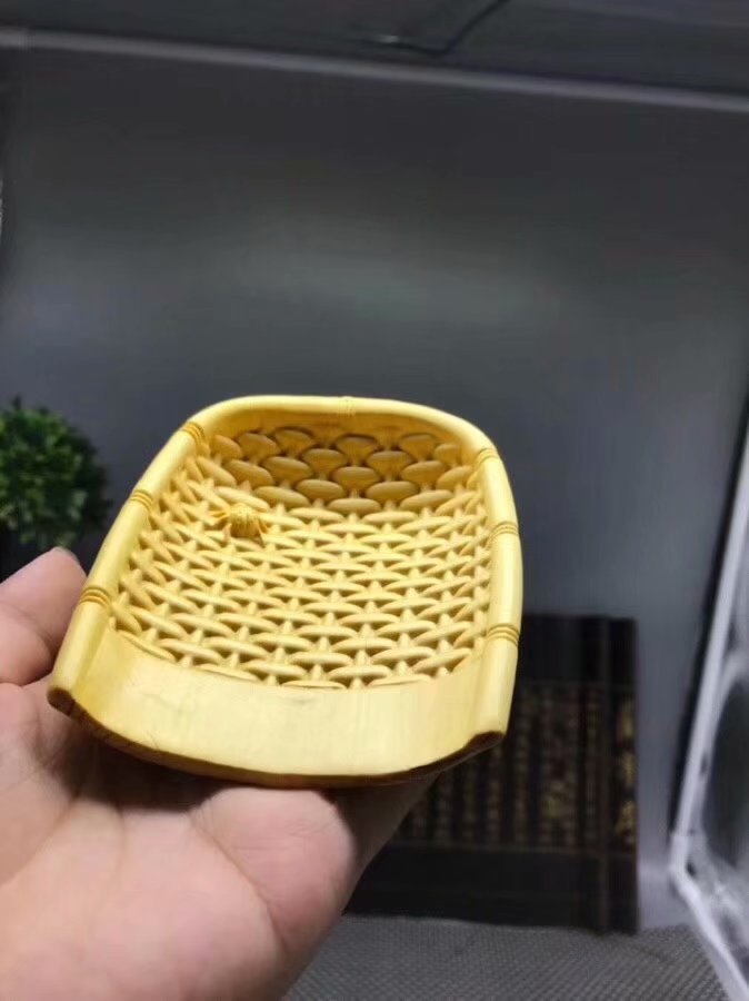小叶黄杨实木雕刻小铲小簸箕手把件居家雕刻工艺品摆件勺茶道用具
