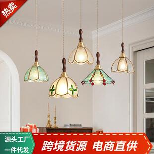 法式复古全铜餐厅吊灯美式中古风格床头过道中山灯具