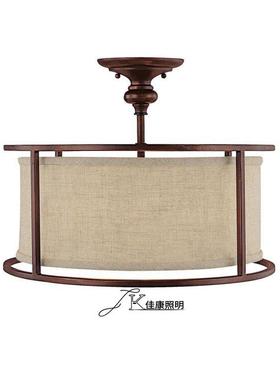 ebay美式农舍吸顶灯复古工业风走廊餐厅卧室布艺圆形灯具