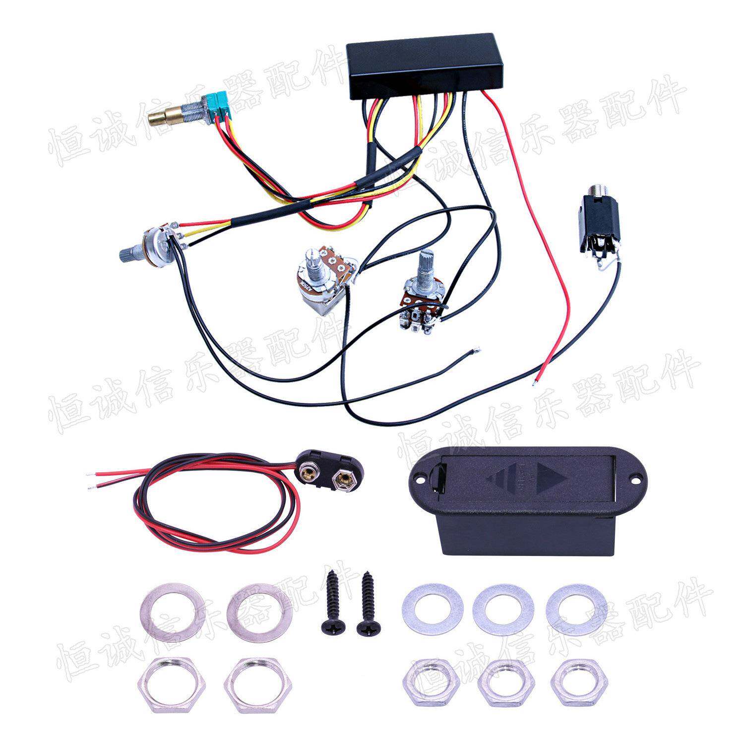 电贝司主动拾音器控制电路贝斯拾音器线路双层电位器控制线路