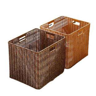 塑料藤编收纳筐卡莱克柜置物篮书架收纳箱大号储物盒北欧风