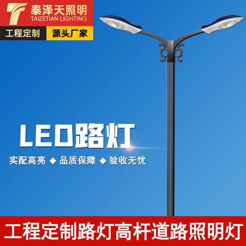 工程路灯厂家led9米10米双臂市电路灯交通道路照明高杆双头路灯