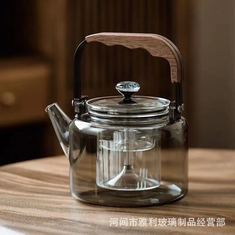 璃享高硼硅茶壶磁吸开合提梁壶蒸煮一体内胆复古水壶茶具磁吸提梁